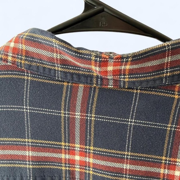 LL Bean Men's Flannel Lined Shirt Jacket Navy Red Plaid Size Medium Regular - Picture 5 of 5